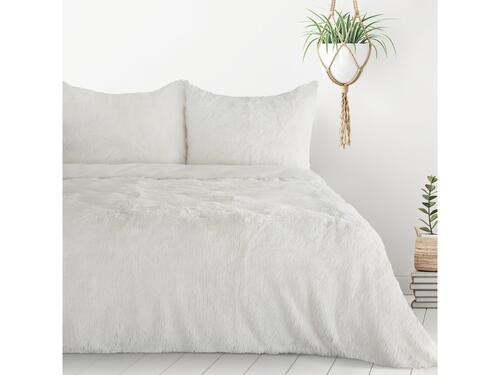 Teplé obliečky na posteľ s jemným, vysokým vlasom - Tiffany krémové, prikrývka 220 x 200 cm + 2 vankúše 70 x 80 cm